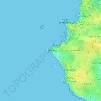Mapa topográfico Loscolo, altitud, relieve