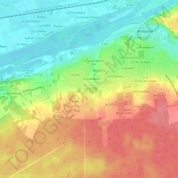 Mapa topográfico Le Chenil, altitud, relieve
