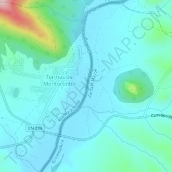 Mapa topográfico Rio Erges, altitud, relieve