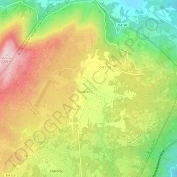 Mapa topográfico Cabanes, altitud, relieve