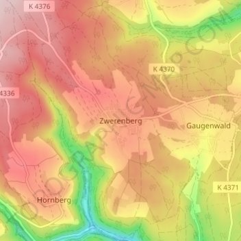 Mapa topográfico Zwerenberg, altitud, relieve