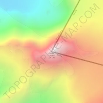 Mapa topográfico Devils Thumb, altitud, relieve