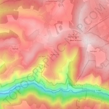 Mapa topográfico Les Herans, altitud, relieve