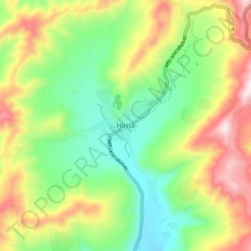 Mapa topográfico Hirna, altitud, relieve