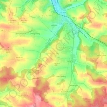 Mapa topográfico Preisenberg, altitud, relieve