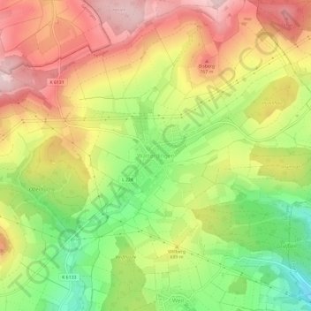 Mapa topográfico Watterdingen, altitud, relieve