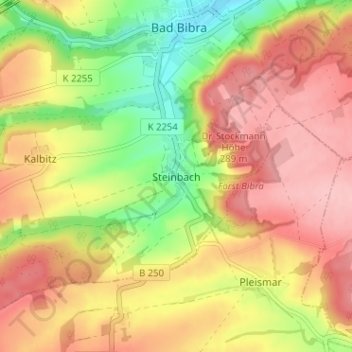 Mapa topográfico Steinbach, altitud, relieve