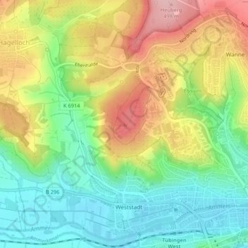 Mapa topográfico Steinenberg, altitud, relieve