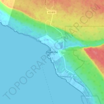 Mapa topográfico Bayahibe, altitud, relieve