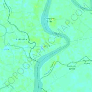 Mapa topográfico Tinoco, altitud, relieve