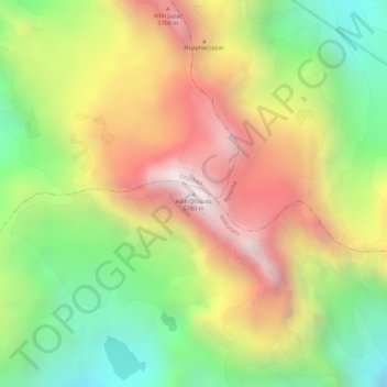Mapa topográfico Allin Qhapaq, altitud, relieve