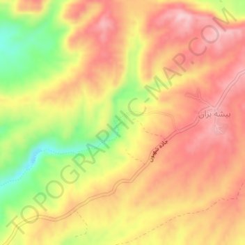 Mapa topográfico دره ارواح, altitud, relieve