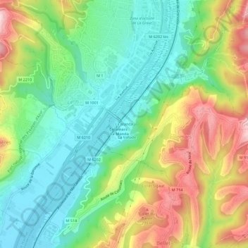 Mapa topográfico La Manda, altitud, relieve