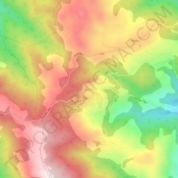 Mapa topográfico Jezerc, altitud, relieve