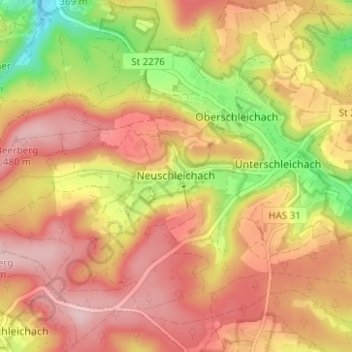 Mapa topográfico Neuschleichach, altitud, relieve