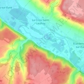 Mapa topográfico Crèvecœur, altitud, relieve