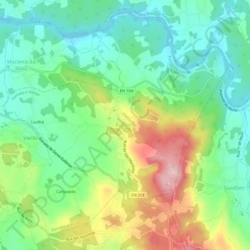 Mapa topográfico Fornelo, altitud, relieve