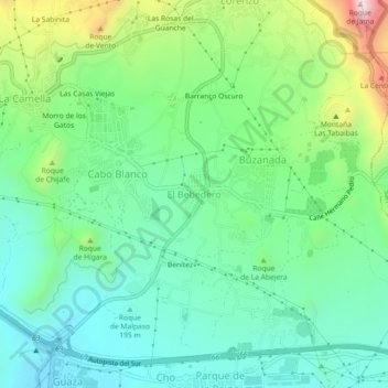Mapa topográfico El Bebedero, altitud, relieve
