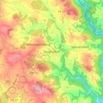 Mapa topográfico Enzersdorf, altitud, relieve