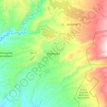 Mapa topográfico Yepocapa, altitud, relieve