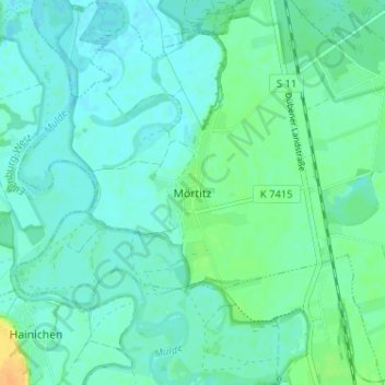 Mapa topográfico Mörtitz, altitud, relieve