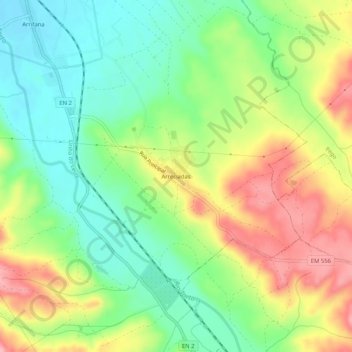Mapa topográfico Arreciadas, altitud, relieve