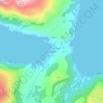 Mapa topográfico Ersfjordbotn, altitud, relieve