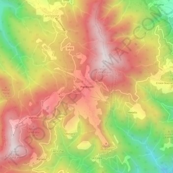 Mapa topográfico Pierdiscini, altitud, relieve