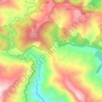Mapa topográfico Ogla, altitud, relieve