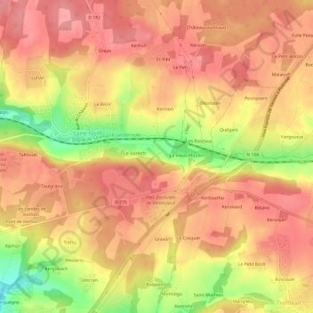 Mapa topográfico La Madeleine, altitud, relieve