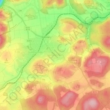Mapa topográfico Kleinengstingen, altitud, relieve