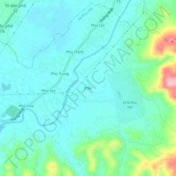 Mapa topográfico P'Ré, altitud, relieve