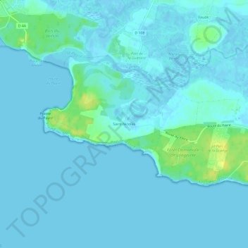 Mapa topográfico Saint-Nicolas, altitud, relieve