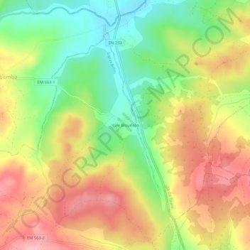 Mapa topográfico Vale Mourisco, altitud, relieve