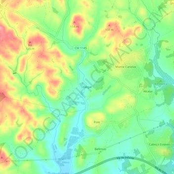 Mapa topográfico Vidigal, altitud, relieve