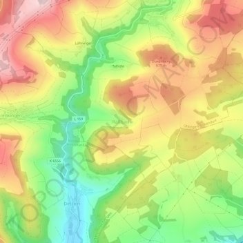 Mapa topográfico Raßbach, altitud, relieve