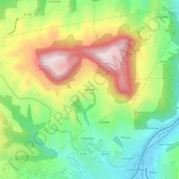 Mapa topográfico Montels, altitud, relieve