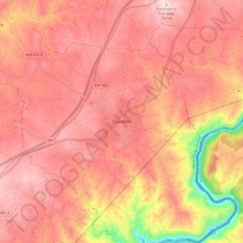 Mapa topográfico Sendim, altitud, relieve