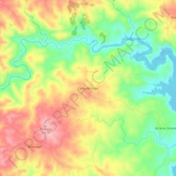 Mapa topográfico Corte do Gago, altitud, relieve