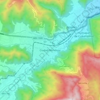 Mapa topográfico Ciudad Mendoza, altitud, relieve