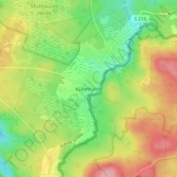 Mapa topográfico Kühnhaide, altitud, relieve