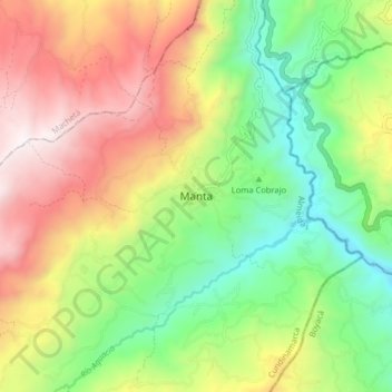 Mapa topográfico Manta, altitud, relieve