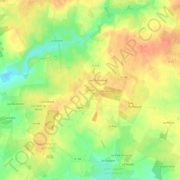 Mapa topográfico Le Vivier, altitud, relieve