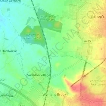 Mapa topográfico Brockhampton, altitud, relieve