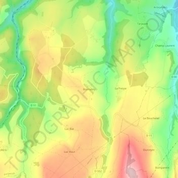 Mapa topográfico Bonnabry, altitud, relieve