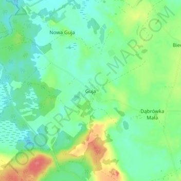 Mapa topográfico Guja, altitud, relieve