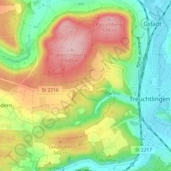 Mapa topográfico Ziegelhütte, altitud, relieve