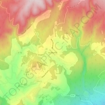 Mapa topográfico Les Beylons, altitud, relieve