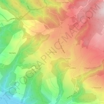 Mapa topográfico Pommarède, altitud, relieve