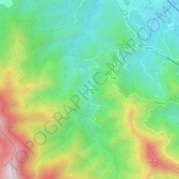 Mapa topográfico Le Rimbau, altitud, relieve